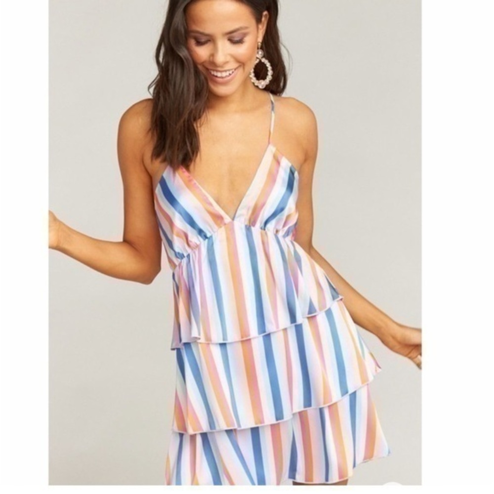 Show me your mumu striped sateen mini dress